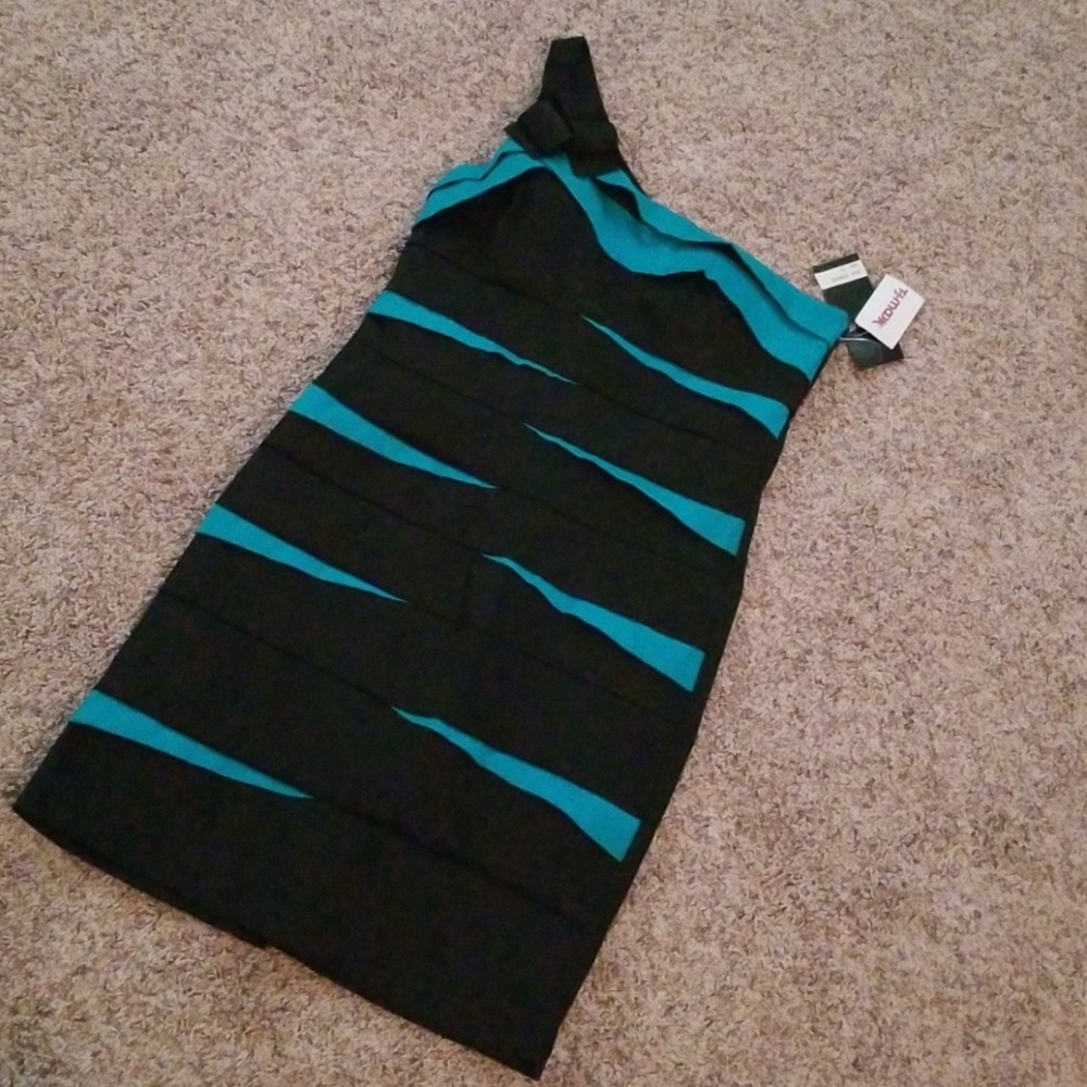 black and green cocktail dress